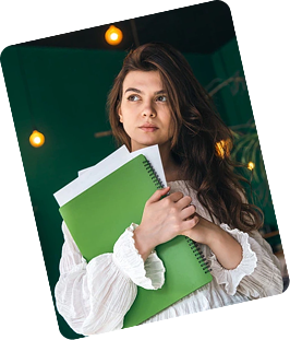Graduate student holding a book